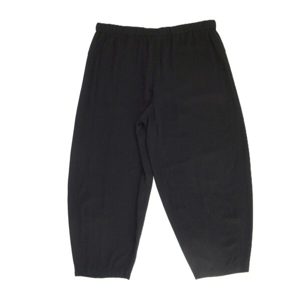 NWT Eileen Fisher Petite Lantern Ankle in Black Silk Georgette Pants PL - Picture 3 of 6